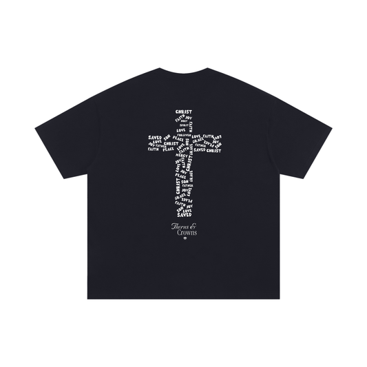 Thorns & Crowns Filled Cross (Black) Unisex Cotton T-Shirt