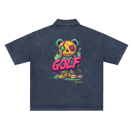 Golf Zombie - Heavyweight Snow-Washed Polo T-Shirt