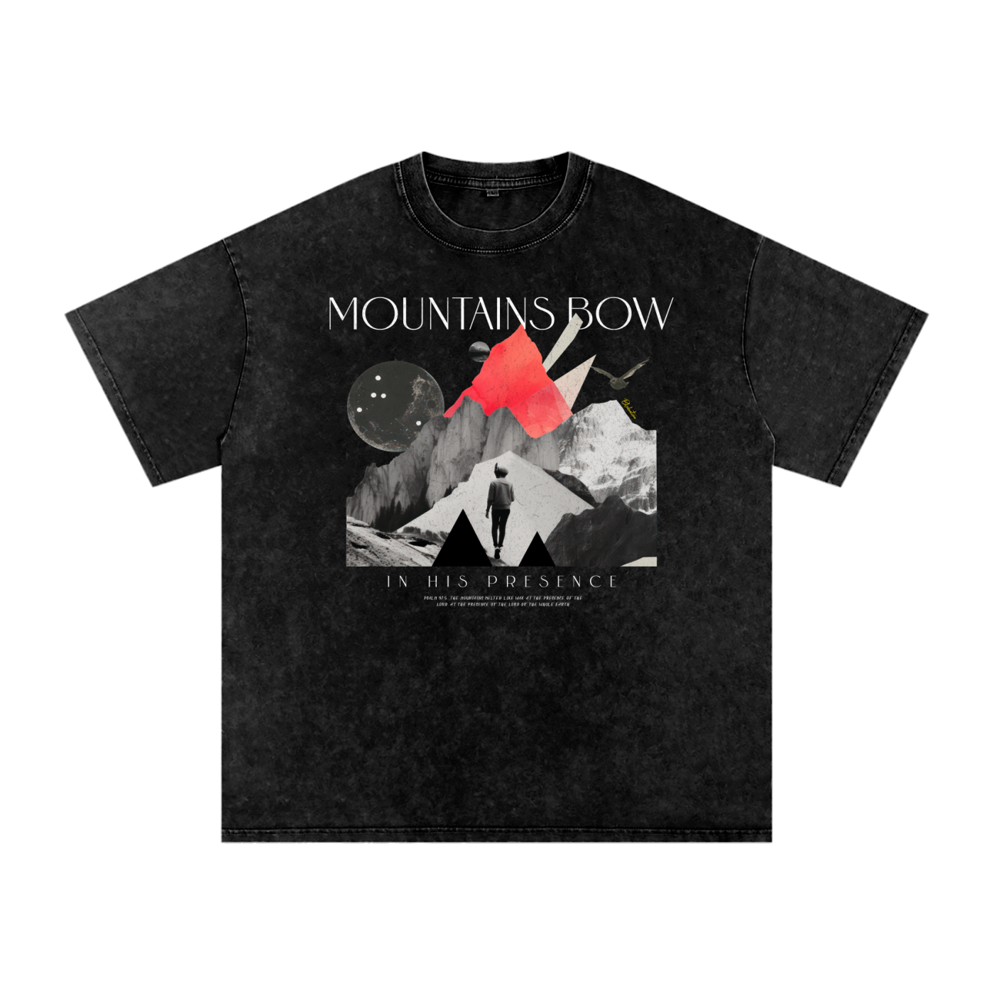 Mountain Bow In His Presence - Snow Washed Oversized Cotton T-Shirt