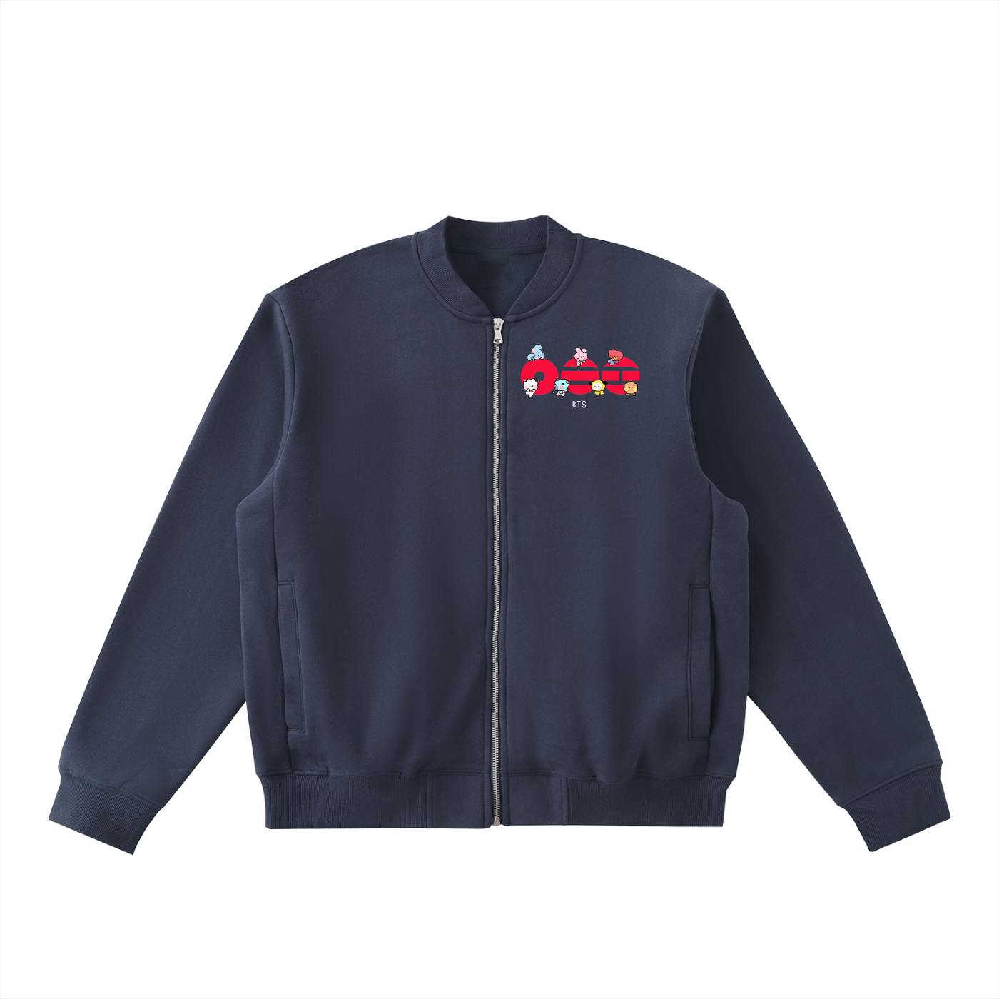 BTS3 - Essential Zip-Up Fleeced Varsity Jacket