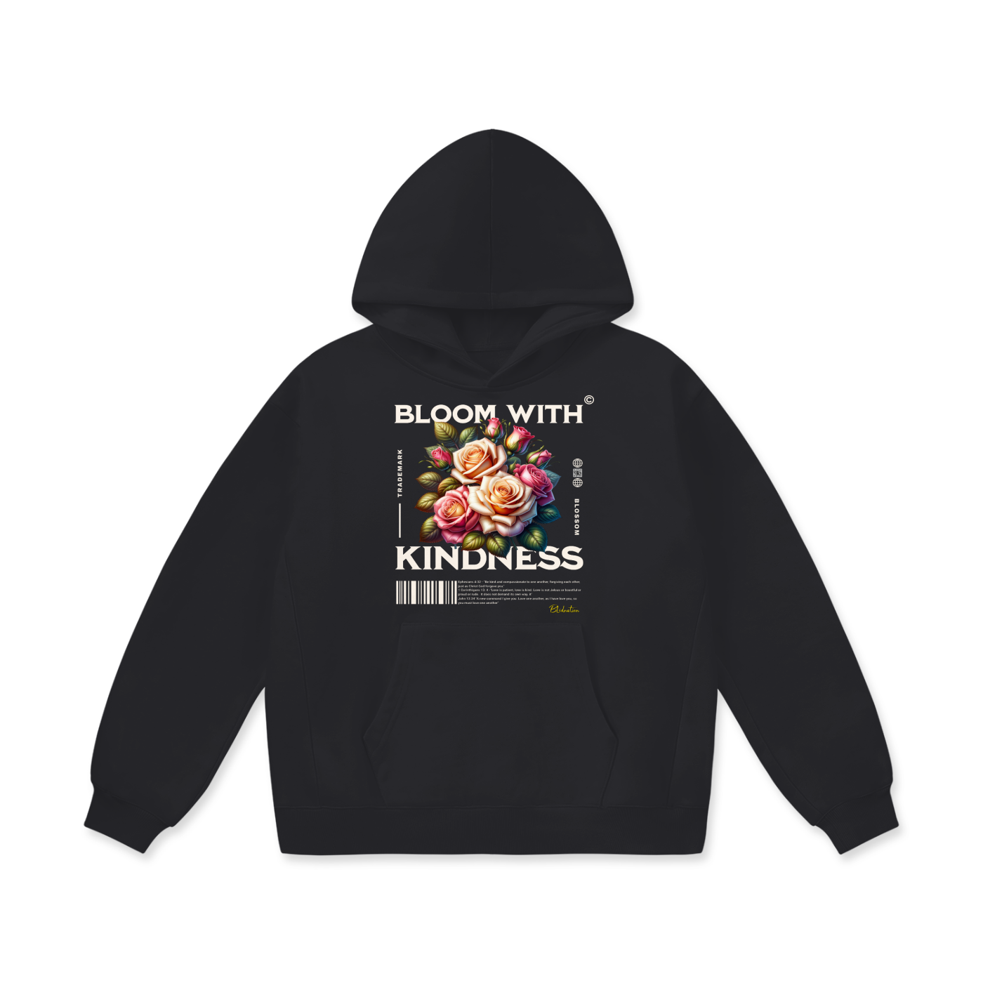 Bloom with Kindness Hoodie  - Oversize Heavyweight Fleece Hoodie