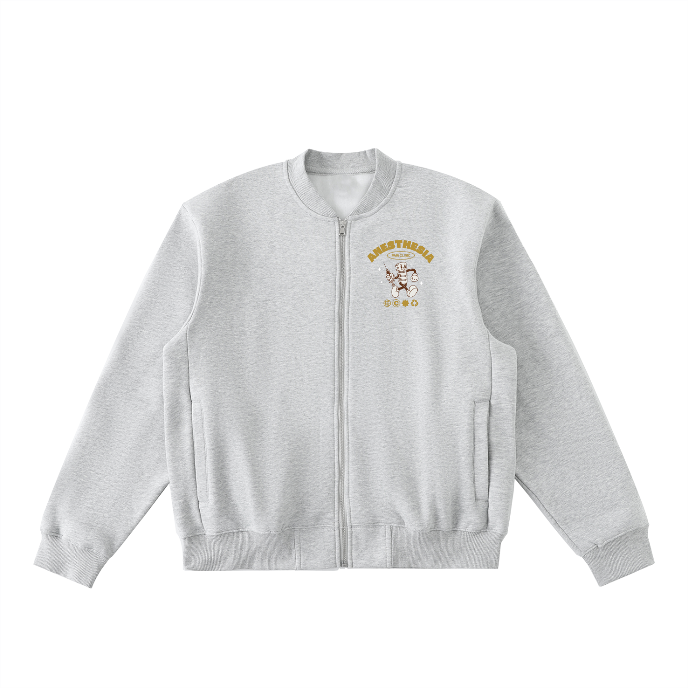 Essential Zip-Up Fleeced Varsity Jacket
