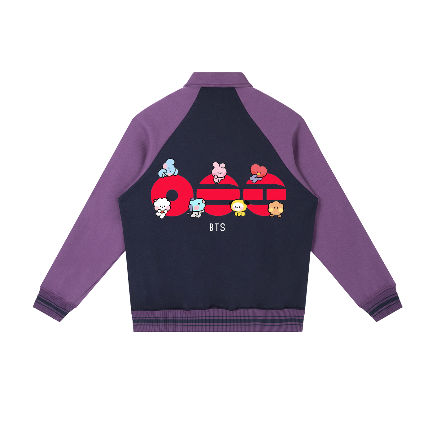 Contrast Raglan Sleeve Baseball Jacket