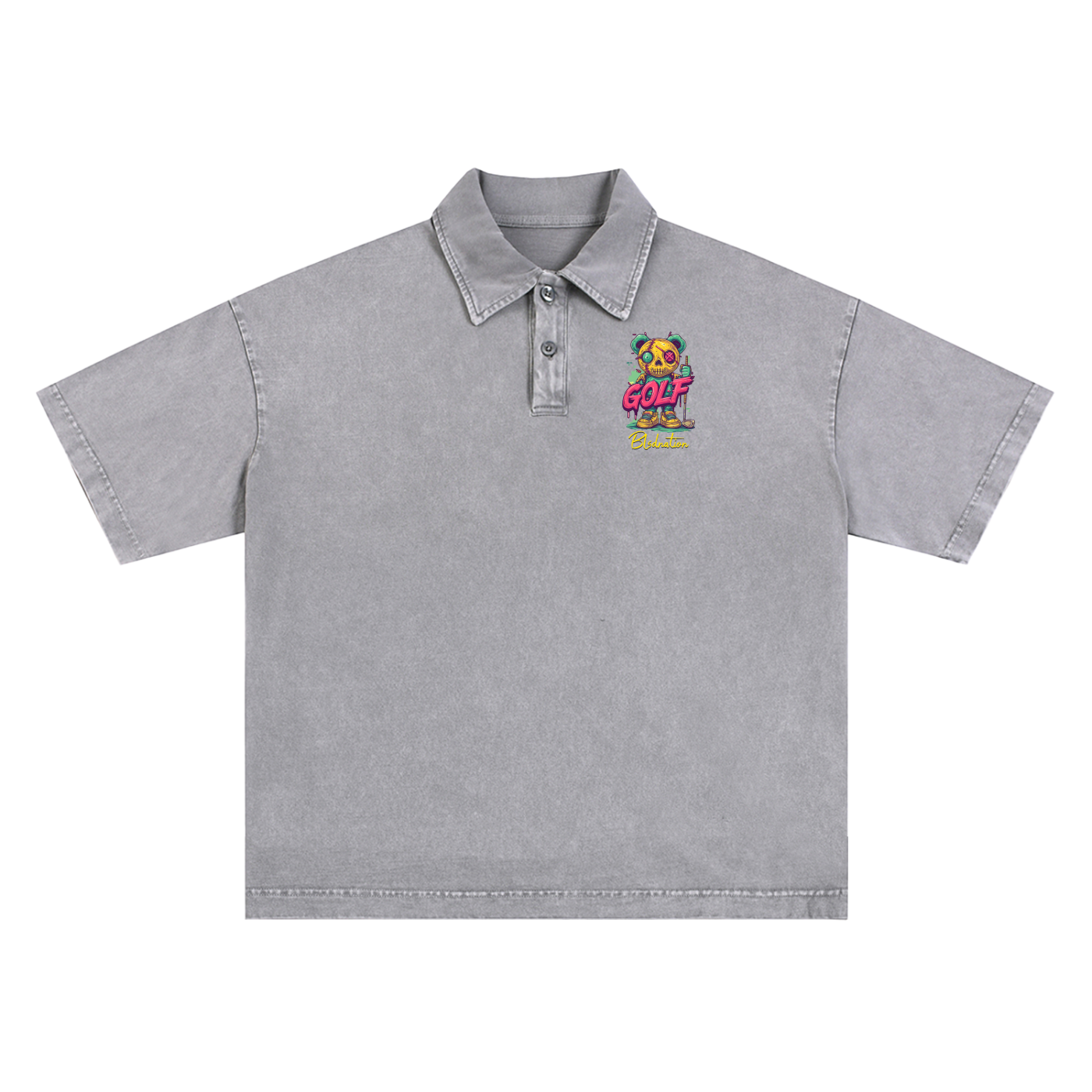 Golf Zombie - Heavyweight Snow-Washed Polo T-Shirt