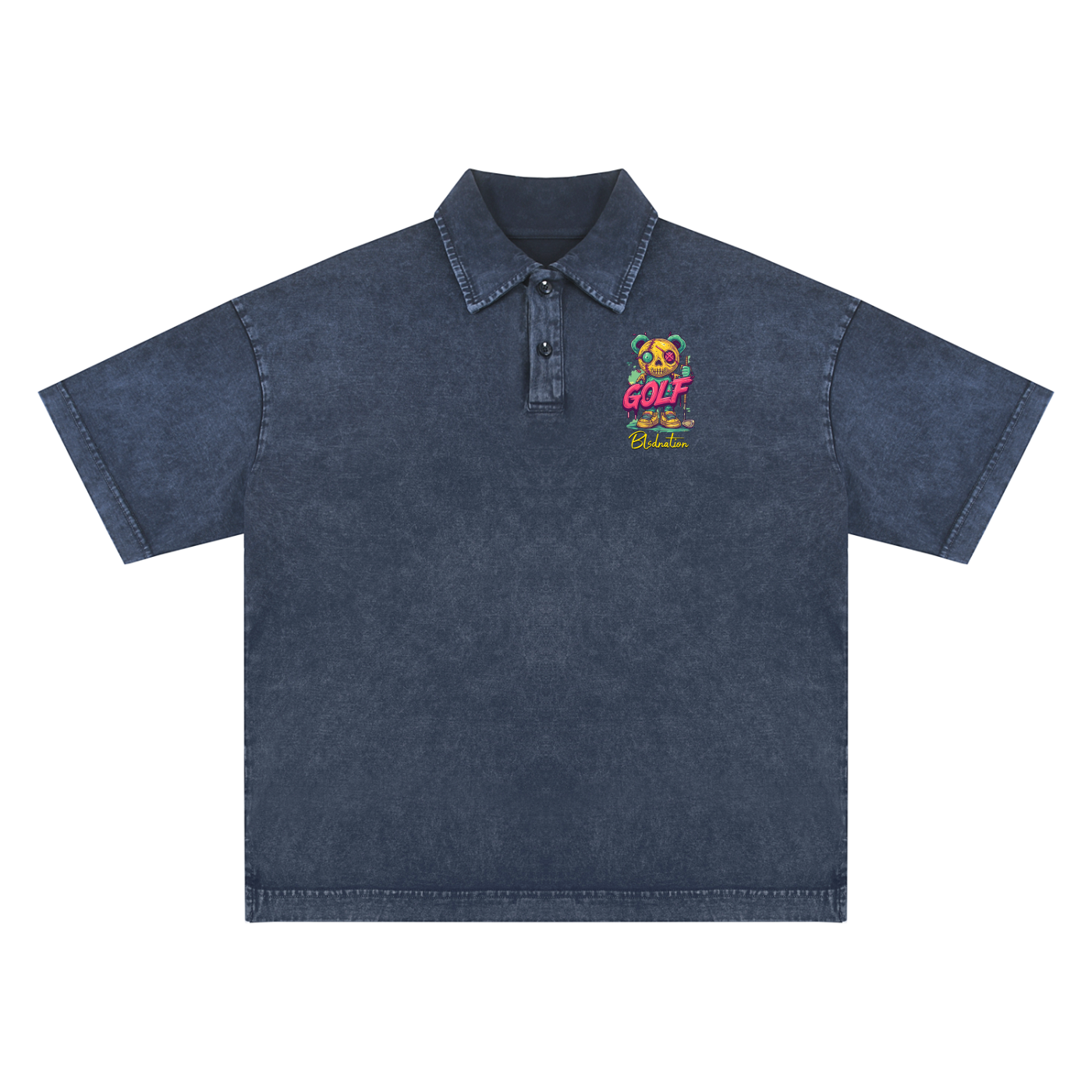 Golf Zombie - Heavyweight Snow-Washed Polo T-Shirt