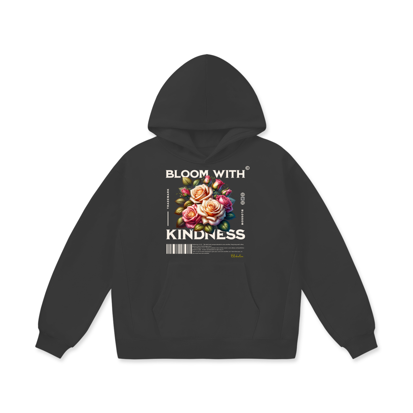 Bloom with Kindness Hoodie  - Oversize Heavyweight Fleece Hoodie