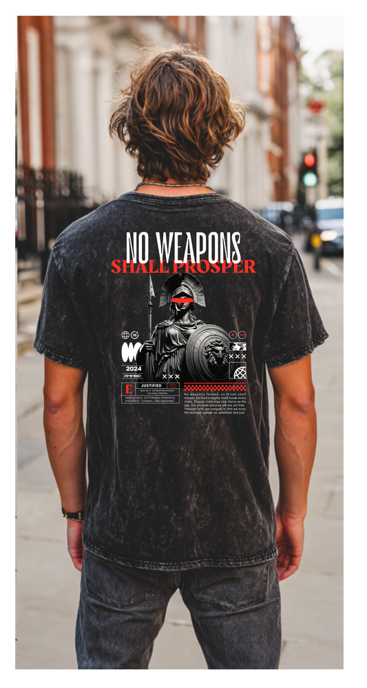 No Weapons Shall Prosper - Acid Wash Oversize T-Shirt - 250 GSM