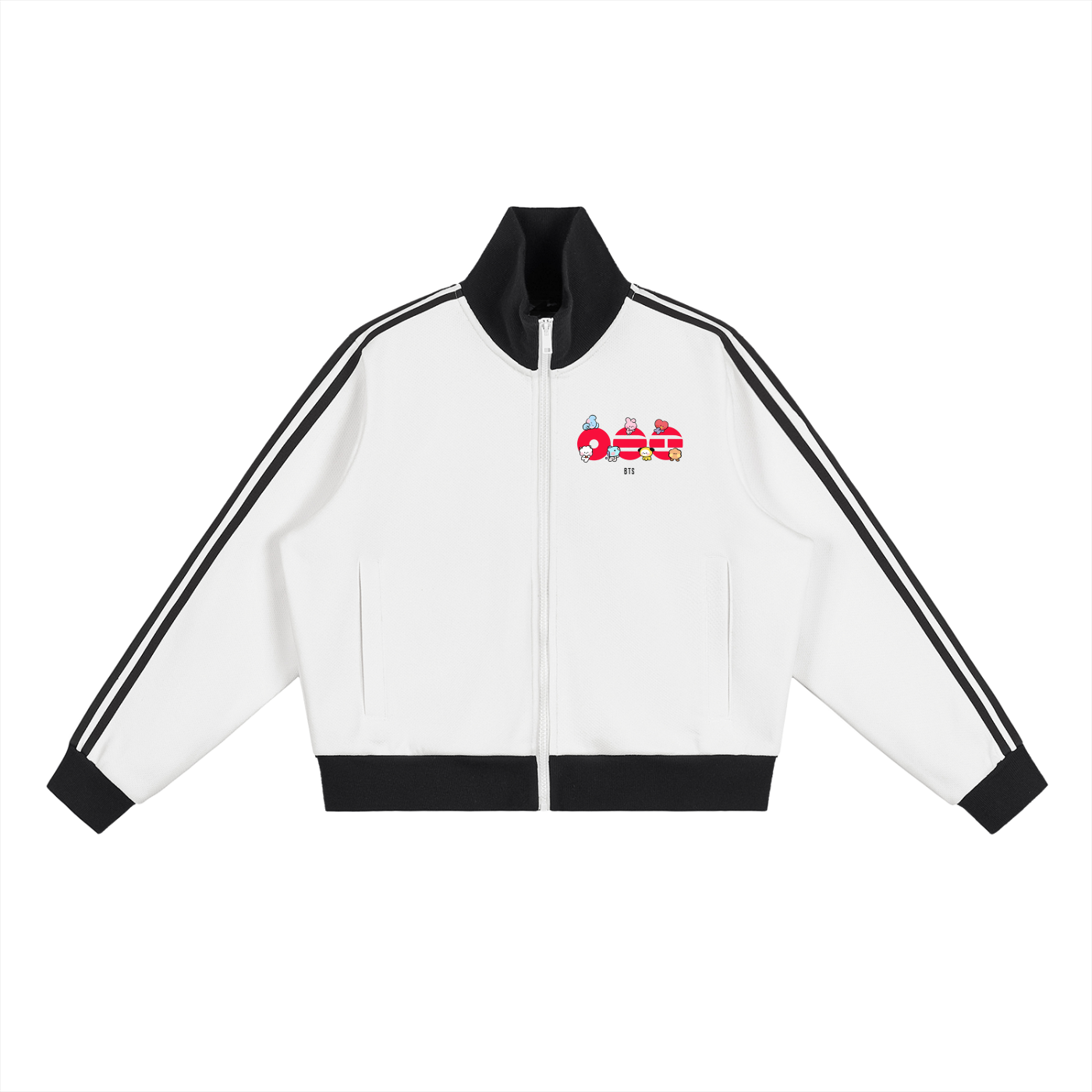 BTS - Contrast Side Stripe Fleece Cropped Track Jacket