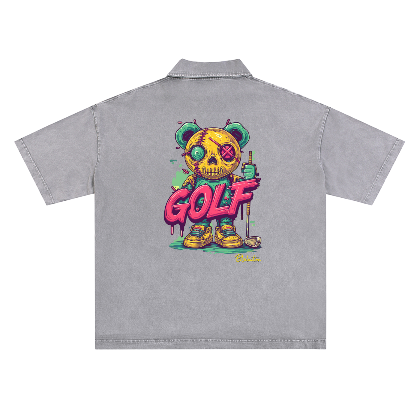 Golf Zombie - Heavyweight Snow-Washed Polo T-Shirt