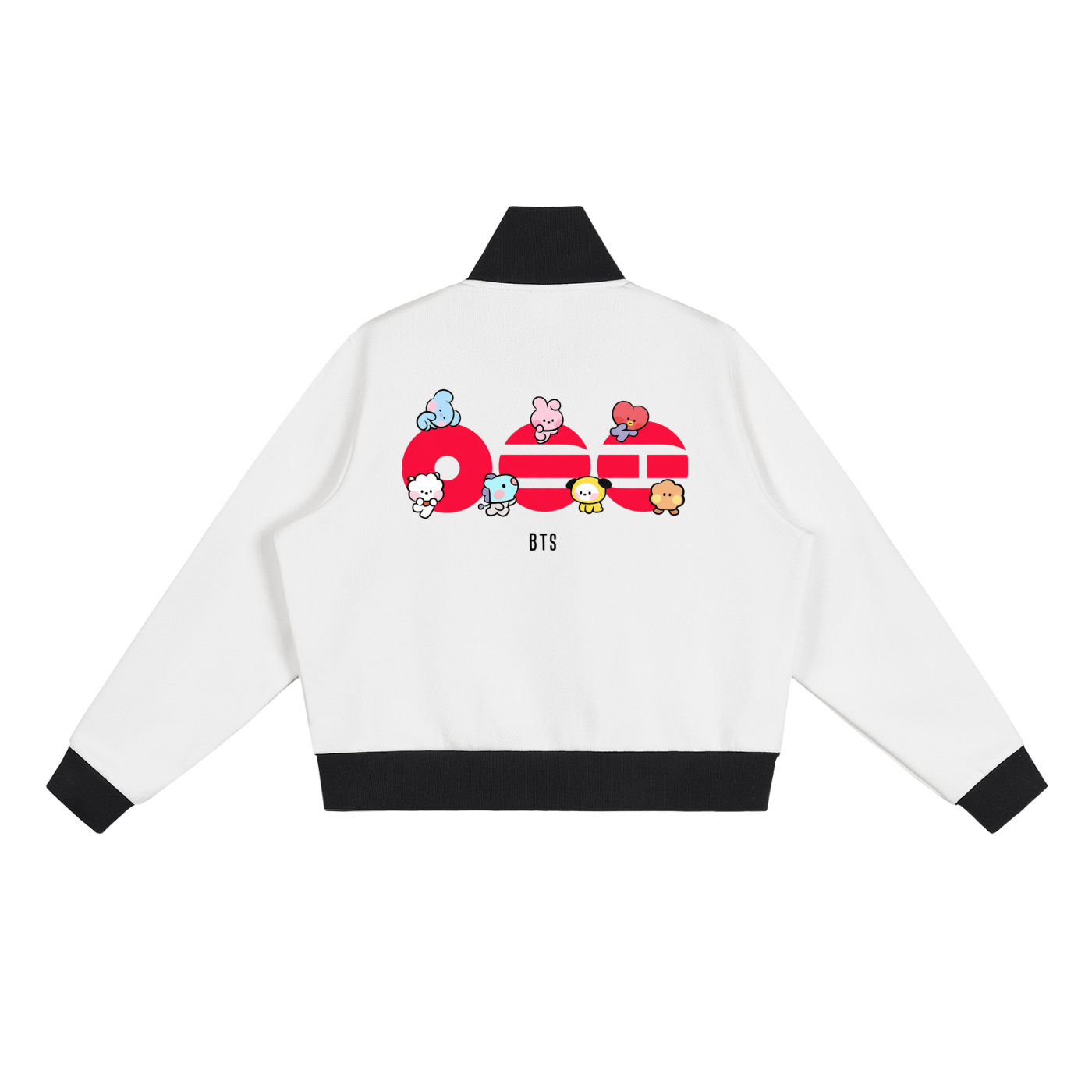 BTS - Contrast Side Stripe Fleece Cropped Track Jacket