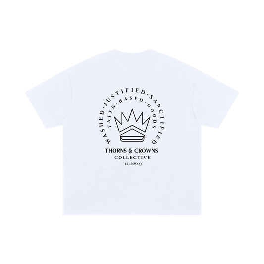 Thorns & Crowns WASHED (White) - Unisex Cotton T-Shirt