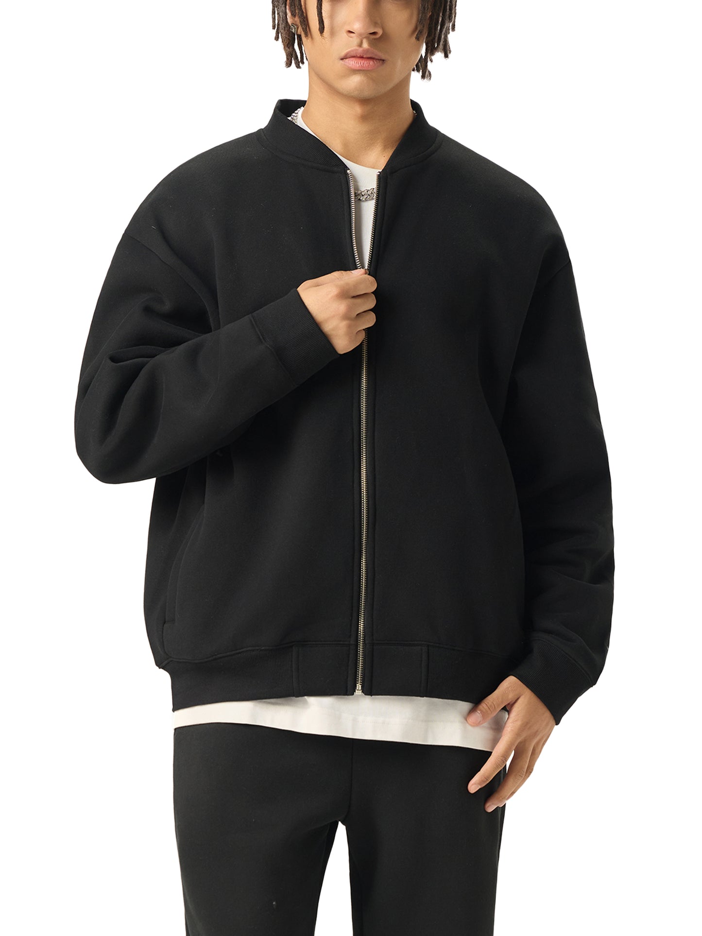 BTS4 - Essential Zip-Up Fleeced Varsity Jacket