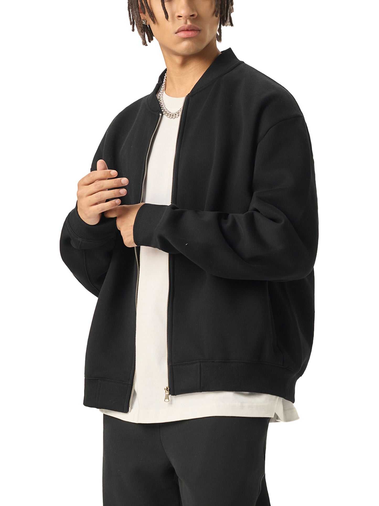 BTS3 - Essential Zip-Up Fleeced Varsity Jacket