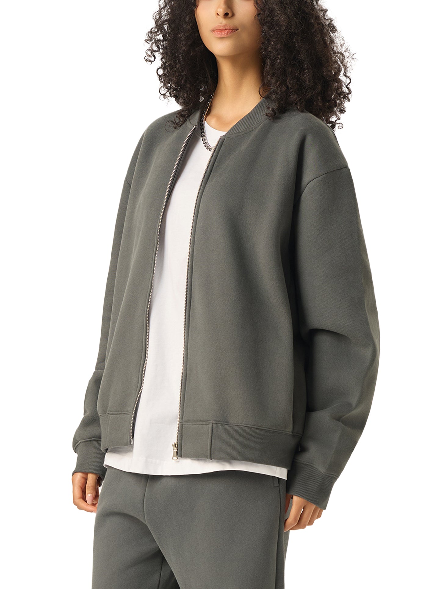 Charlene's Zip Up - Essential Zip-Up Fleeced Varsity Jacket