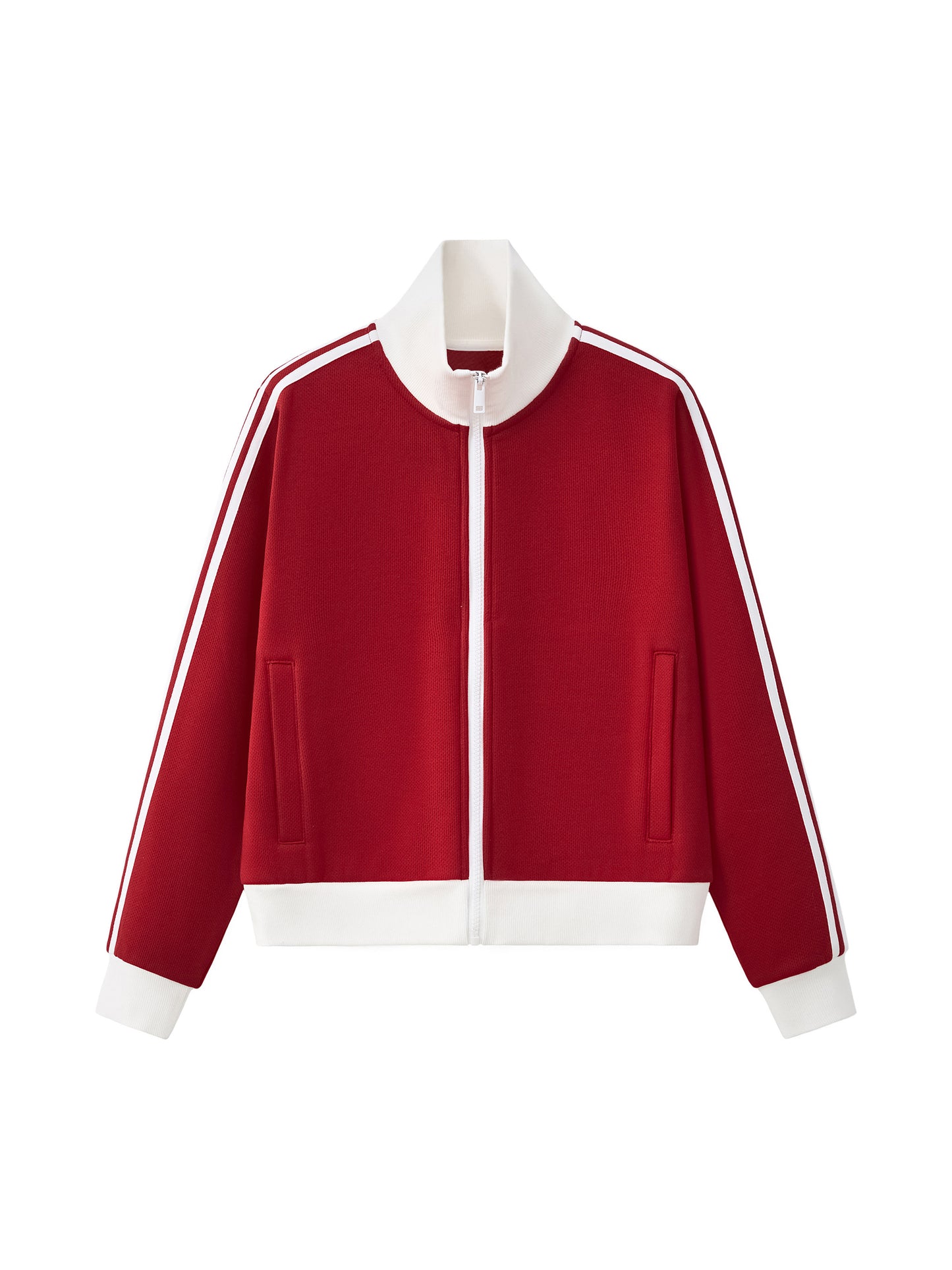 BTS - Contrast Side Stripe Fleece Cropped Track Jacket