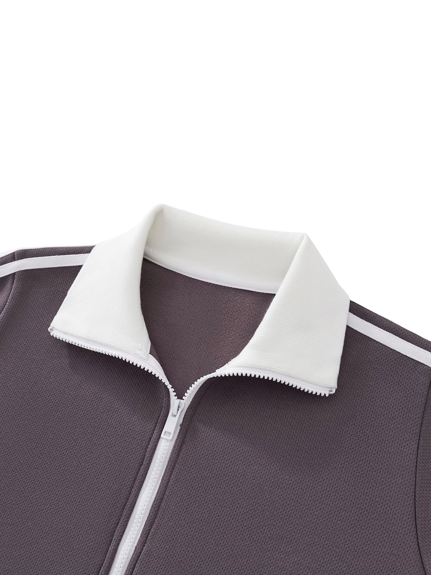 BTS - Contrast Side Stripe Fleece Cropped Track Jacket